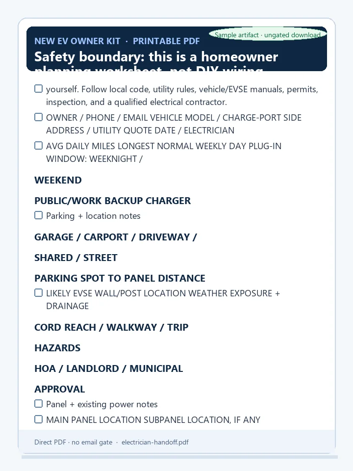 Electrician handoff sheet preview