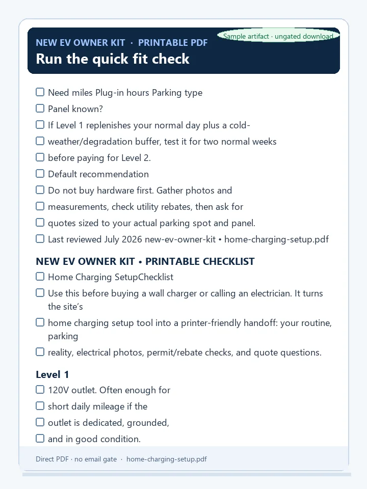 Home charging setup checklist preview